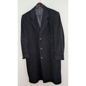 VTG Silver Cloud Italian Wool Cashmere Blend Overcoat 40R Black Classic Luxury